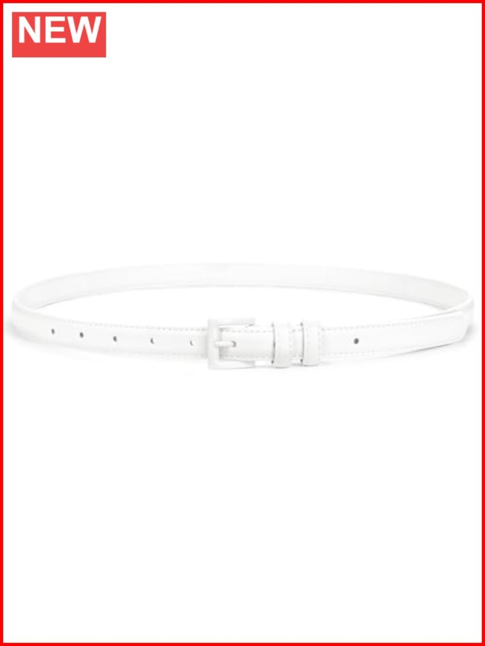 Skinny Faux Leather Belt with Square Buckle Thin Waist Belt